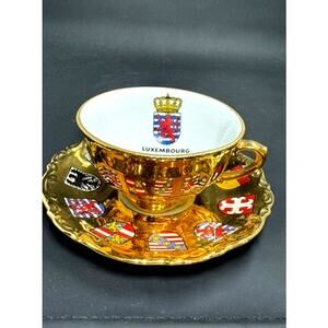 Vintage Bavaria, English, Cup and Saucer, Gold‎ luxenbourg Duchess set